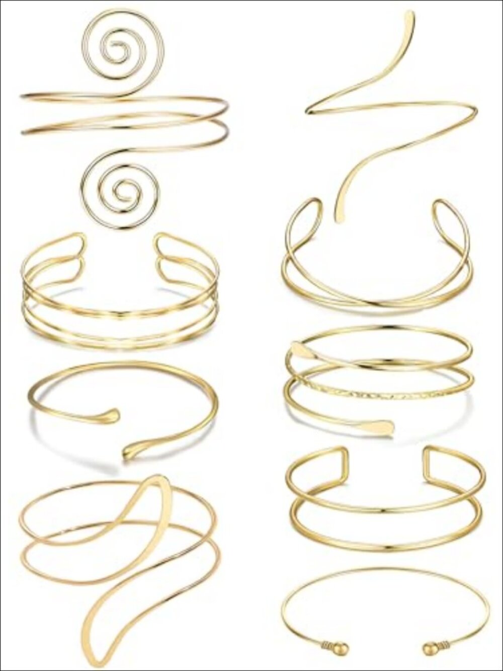 9pc Copper Upper Arm Cuff Set Boho Swirl Adjustable Armbands Jewelry